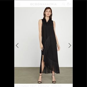 BCBGMAXAZRIA Asymmetrical fringe dress- medium